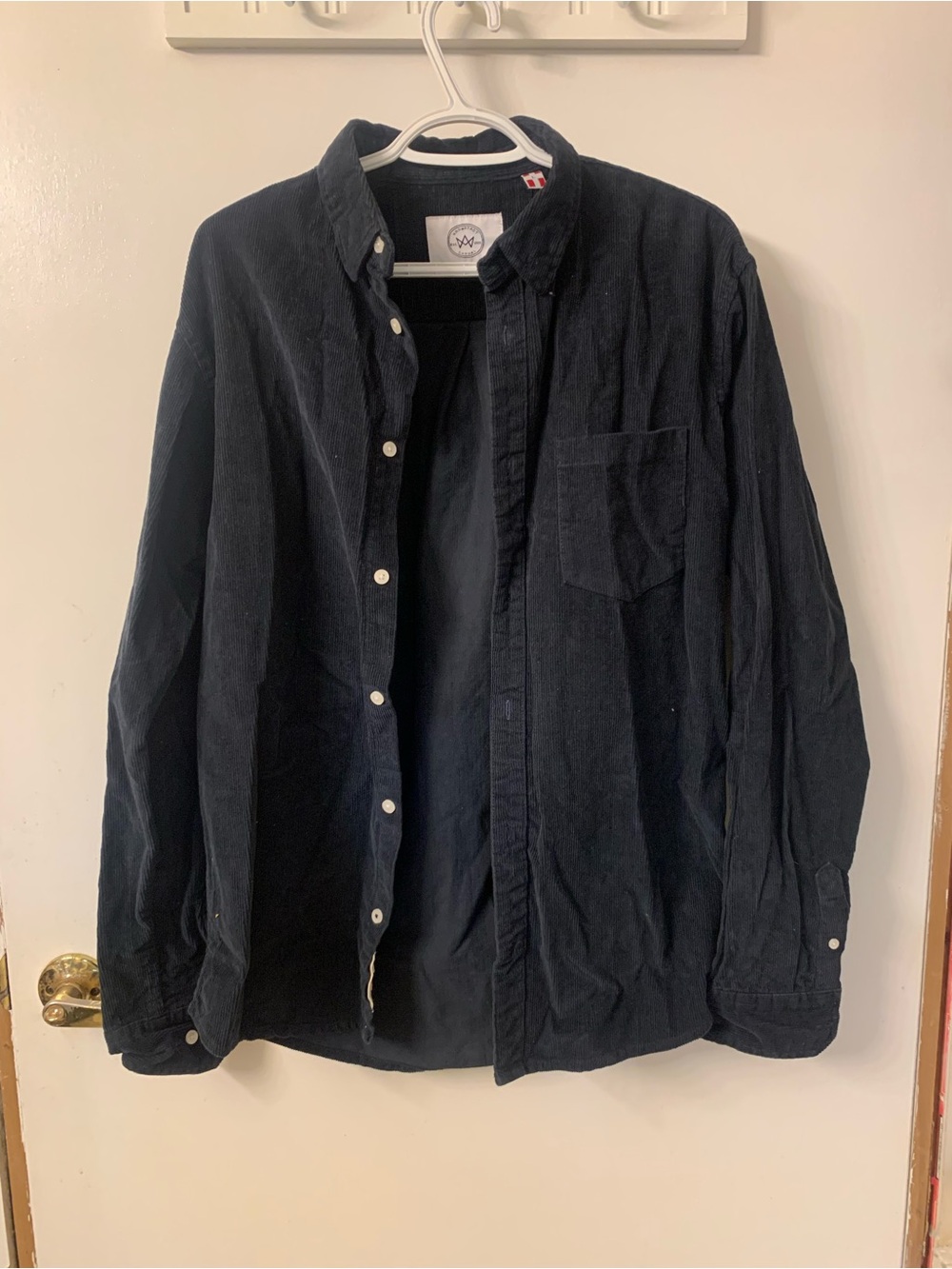 Classic Men's Navy Button-Down Corduroy Shirt by Kronstadt